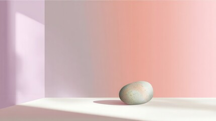 Poster - light gray stone on a white surface in a room with pastel colors.