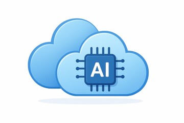 Fototapete - AI Cloud Concept: A futuristic design of cloud computing, integrated with artificial intelligence, symbolizing innovation in the digital sphere. A clean.