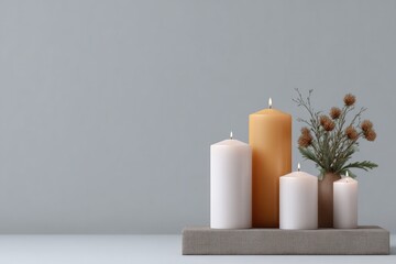 Poster - wall mural with outline figures and candles placed below