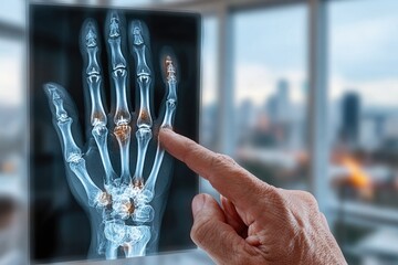 Poster - close-up of broken finger x-ray held in front of window