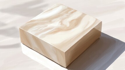 Poster - A beige, marbled block on a light surface.
