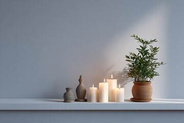 Poster - wall mural with outline figures and candles placed below