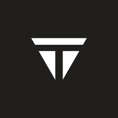 Leinwandbilder - Letter T with triangle shape, negative space, modern branding logo design.