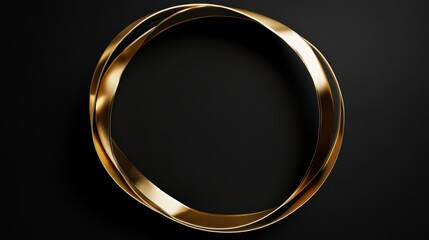 Poster - Abstract gold metallic rings on black background.