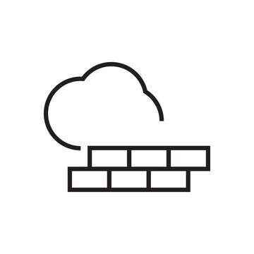 cloud firewall icon vector eps outline stroke editable
