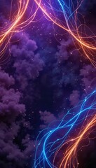 Poster - Colorful abstract wallpaper with glowing lines against a dark cosmic background
