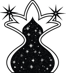 Aufkleber - Black and white star silhouette illustration with festive design elements