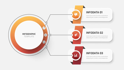 Fototapete - Business Central Circle Infographic Template with Gradient Color, 3 Options, Thin Line and Icon