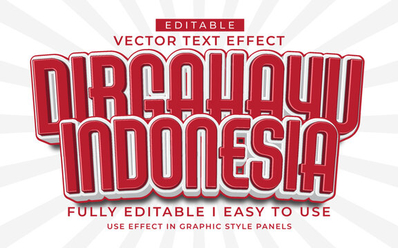 3d editable indonesia text effect typography style template
