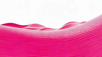 Poster - A pink abstract wave ribbon flows smoothly across an isolated white background