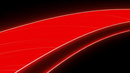 Poster - Vibrant red waves gracefully flow across a dark black background, creating a dynamic and modern abstract design