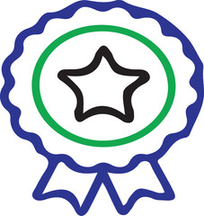 Aufkleber - A blue and green rosette with a black star in the center graphic art