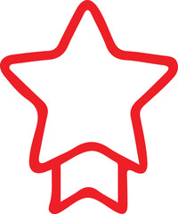 Aufkleber - A red star outline with a small rectangle at the bottom center
