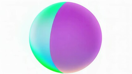 Poster - A pastel gradient sphere floats isolated on white background, radiating soft light and color