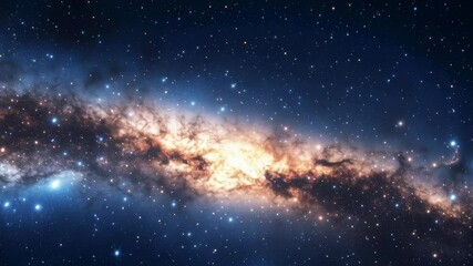 Wall Mural - A starry sky with a long, thin line of stars. The sky is dark and the stars are bright