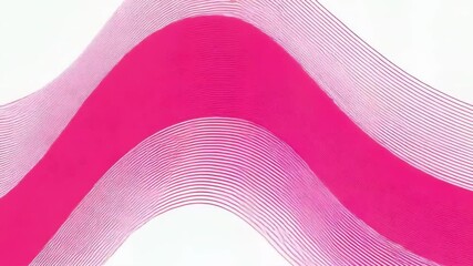 Poster - A pink abstract wave line pattern flows smoothly across a white background, creating a modern and dynamic design