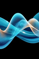 Poster - Flowing blue and orange abstract waves over a black background