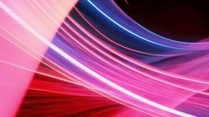 Poster - An abstract background with curved lines in shades of pink and purple creating a futuristic design