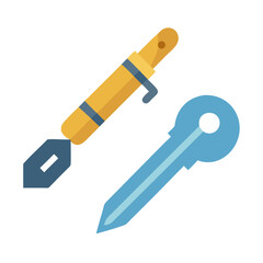 Aufkleber - Stylized pen tool and key vector graphic illustration
