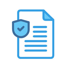 Poster - Protected document with shield and check mark icon concept