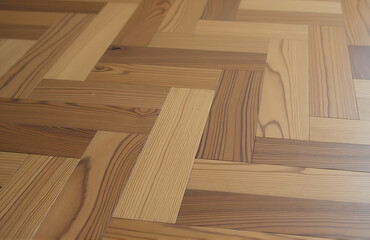 Poster - wood floor features combination herringbone pattern natural brown finish visible