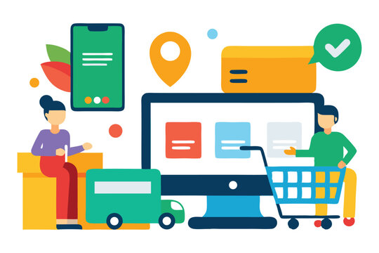 Shopping cart icons set with flat vector business symbols for web design and mobile internet technology