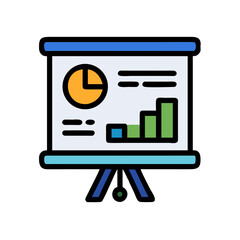 Poster - Presentation board depicting business growth with charts and graphs