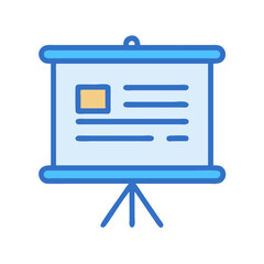 Poster - Presentation screen on tripod with document and text illustration