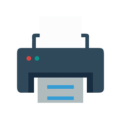Poster - Flat vector illustration of modern office printer on black