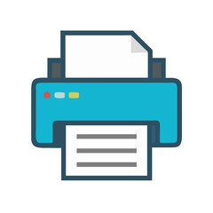 Poster - Office printer illustration for document printing and organization tasks