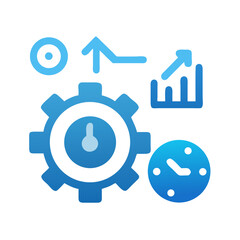 Poster - Business operations analytics showing improvement with time management icon