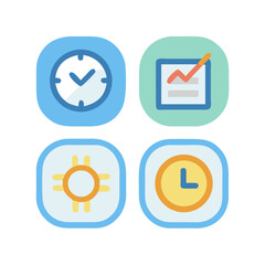 Poster - Collection of time, chart, sun, and watch icons