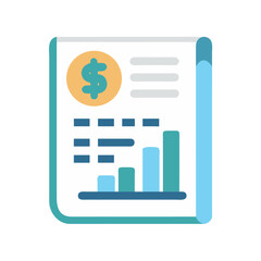 Poster - Financial report icon with charts and dollar symbol