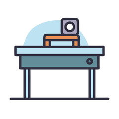 Aufkleber - Simplified illustration of workspace featuring desk object and device