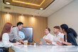 © Prapol Srinakara - multiracial business people meeting on table in boardroom,discussing,creative to generate domes highly energy efficiency project,structure to reduce global warming,production trends,energy industry
