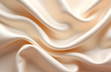 Aufkleber - soft wavy folds beige light brown satin fabric create beautiful abstract background wedding anniversary love