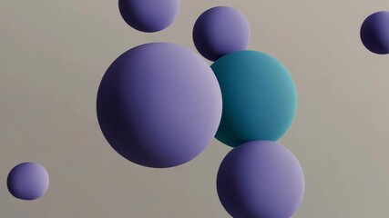 Poster - Floating blue and purple spheres create a modern and abstract background
