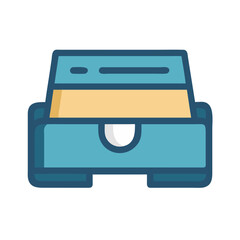 Poster - Stylized blue and yellow drawer icon isolated on black
