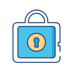 Poster - Blue and Yellow Padlock Icon with Keyhole on Black