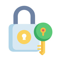 Poster - Stylized lock and key icon with bright color palette