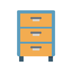 Poster - Blue and Orange Filing Cabinet with Three Drawers Graphic