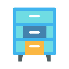 Aufkleber - Simple stylized illustration of three drawer cabinet on black background