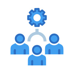 Poster - Blue gear driving group collaboration and business solutions