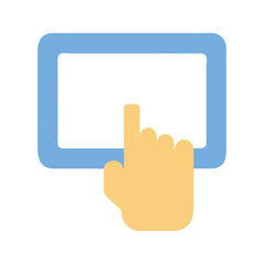 Poster - Touching a digital tablet with single finger illustration