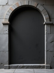 Aufkleber - decorative plaster adorns concrete wall behind black wide banner dark stone backgrounds various
