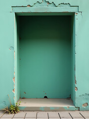 Aufkleber - worn sage green grunge finish adorns rough empty space old painted concrete wall textured