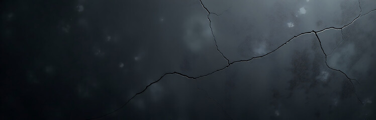 Poster - rough dirty concrete wall surface deep cracks showcased dark textured black grunge
