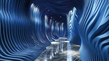 Poster - dynamic blue wavy line background creates a captivating abstract motion effect in a modern space, bl