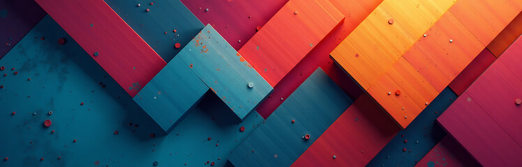 Poster - dynamic design combines geometric shapes vibrant color palette textured effects unique visual