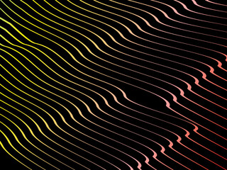 Poster - The background is a colorful gradient wavy diagonal striped pattern on a black background, creating a dynamic and modern visual effect.